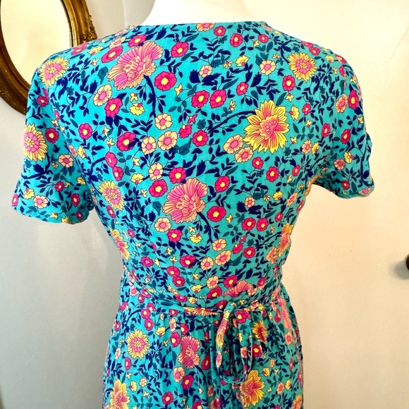 Women’s Maxi wrap dress Bohemian Boho Print Ruffle Hem Floral blue S Western - Picture 10 of 16